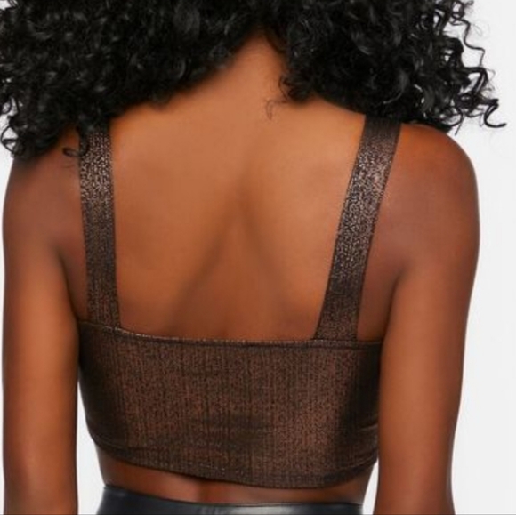 NWT Forever 21 Metallic V-Hem Bronze Crop Top Medium - Picture 5 of 11